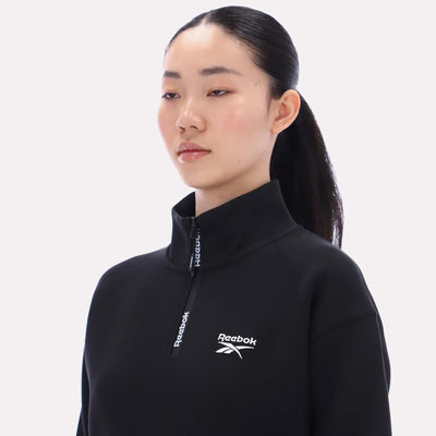 Reebok Apparel Women Oversized Scuba Quarter-Zip BLACK