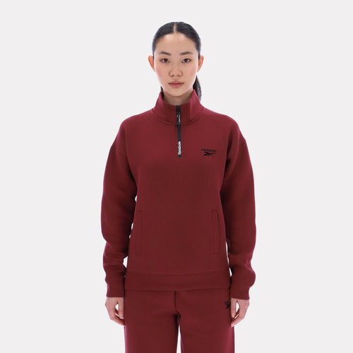 Reebok Apparel Women Scuba Quarter-Zip Pullover CLASSIC BURGUNDY