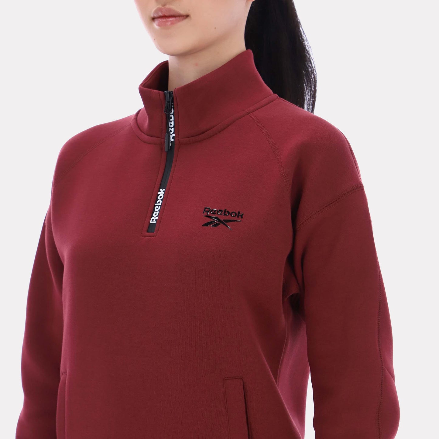 Reebok Apparel Women Scuba Quarter-Zip Pullover CLASSIC BURGUNDY