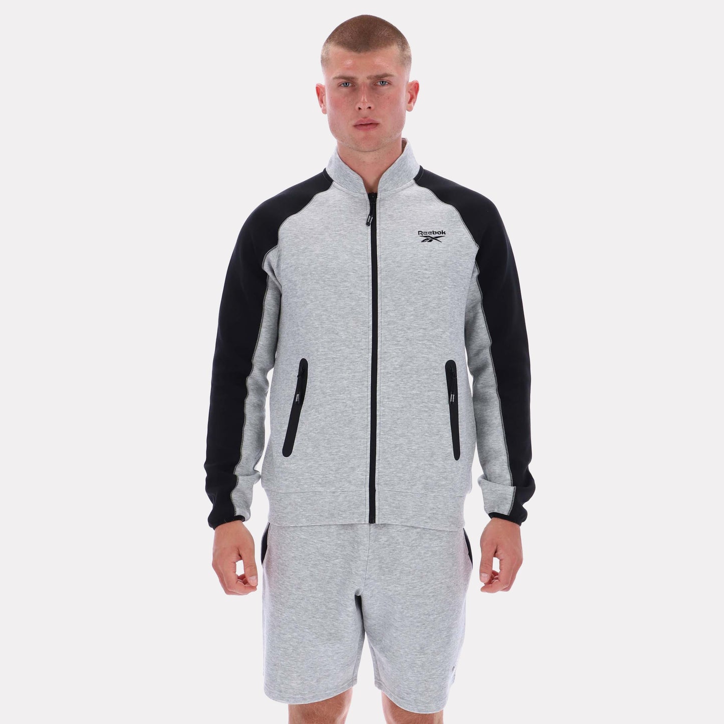 Reebok Apparel Men Performance Bomber Jacket GREY MARL/BLACK