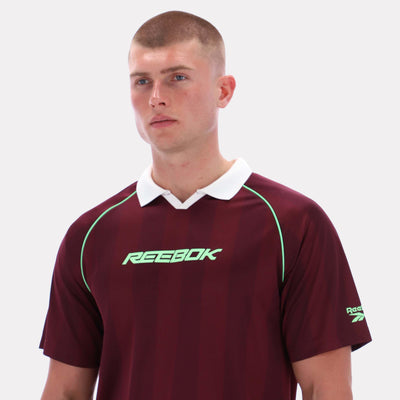 Reebok Apparel Men Retro Striped Polo Shirt BLACK CHERRY