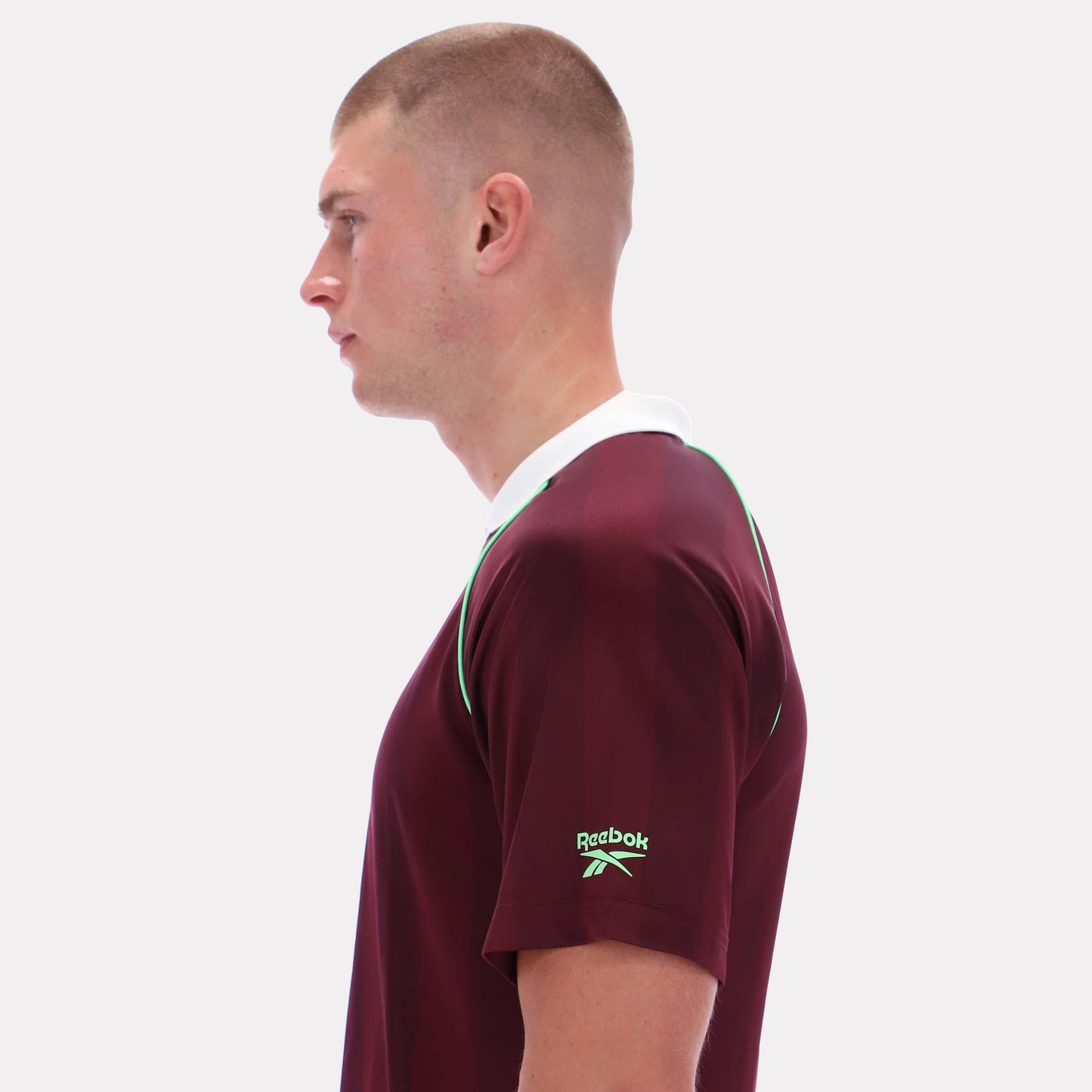 Reebok Apparel Men Retro Striped Polo Shirt BLACK CHERRY