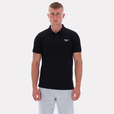 Reebok Apparel Men Classics Embroidered Polo Short Sleeve Shirt BLACK
