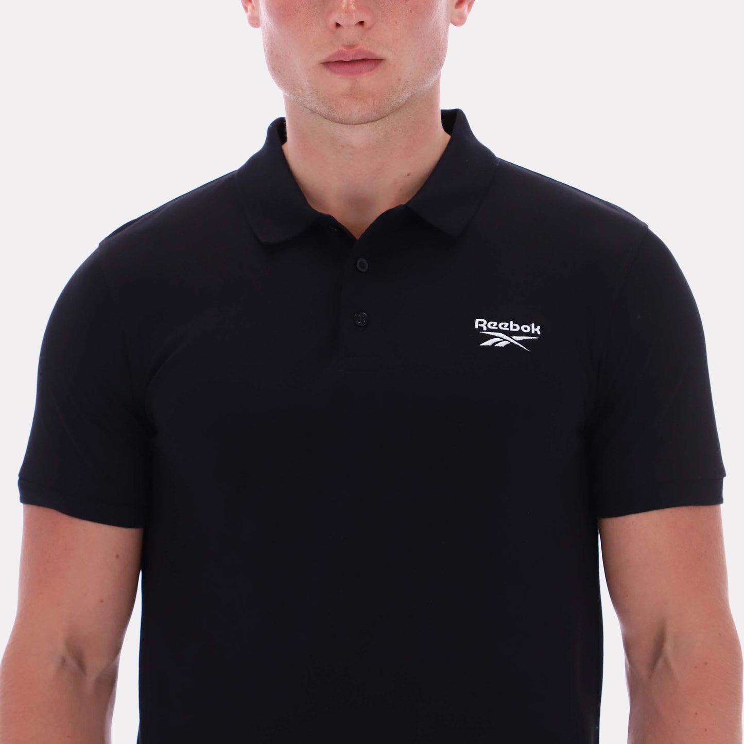 Reebok Apparel Men Classics Embroidered Polo Short Sleeve Shirt BLACK