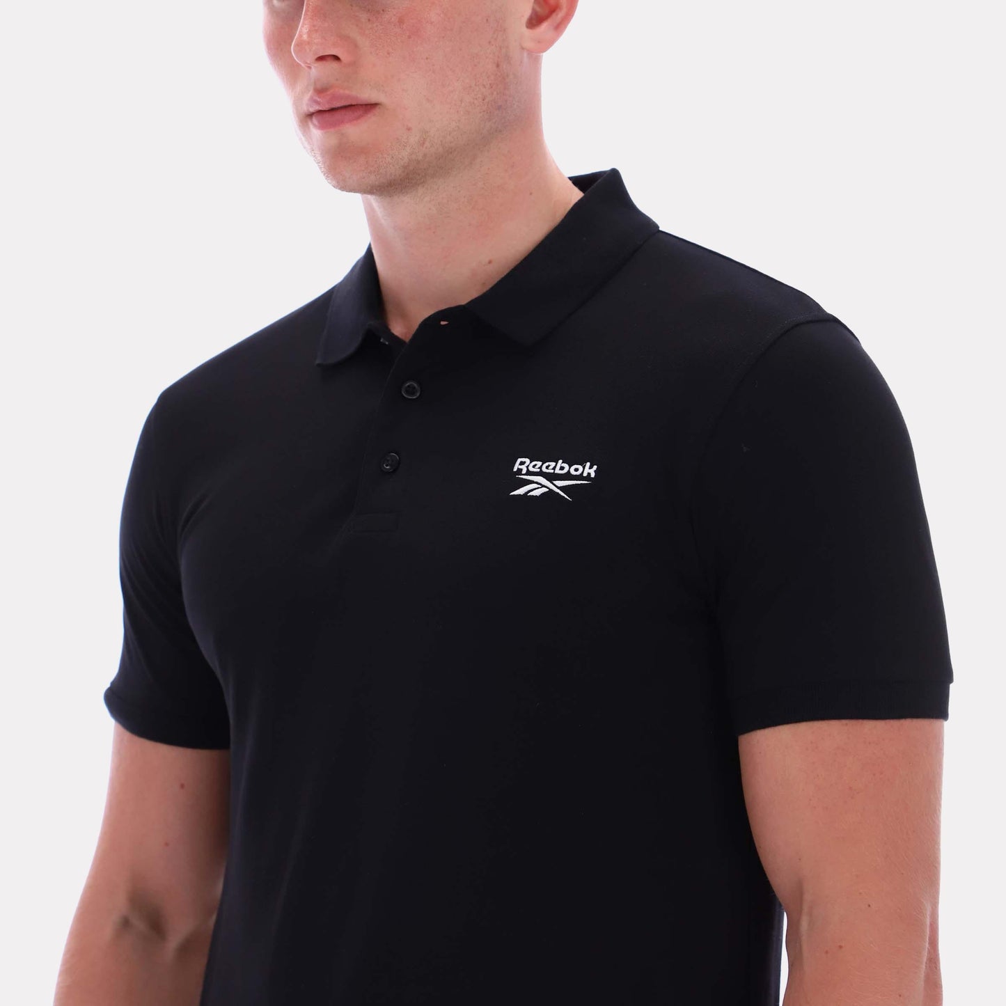 Reebok Apparel Men Classics Embroidered Polo Short Sleeve Shirt BLACK