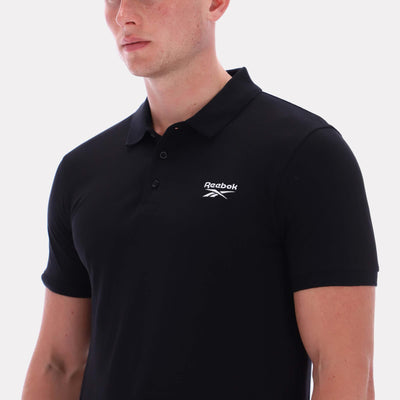 Reebok Apparel Men Classics Embroidered Polo Short Sleeve Shirt BLACK