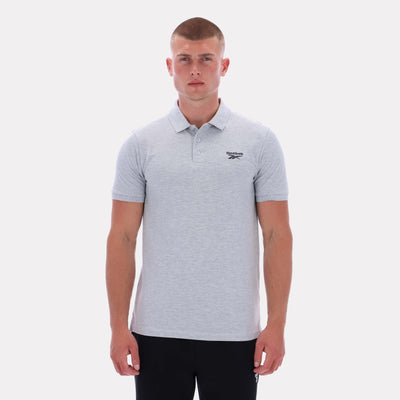 Reebok Apparel Men Classics Embroidered Polo Short Sleeve Shirt LIGHT GREY MARL