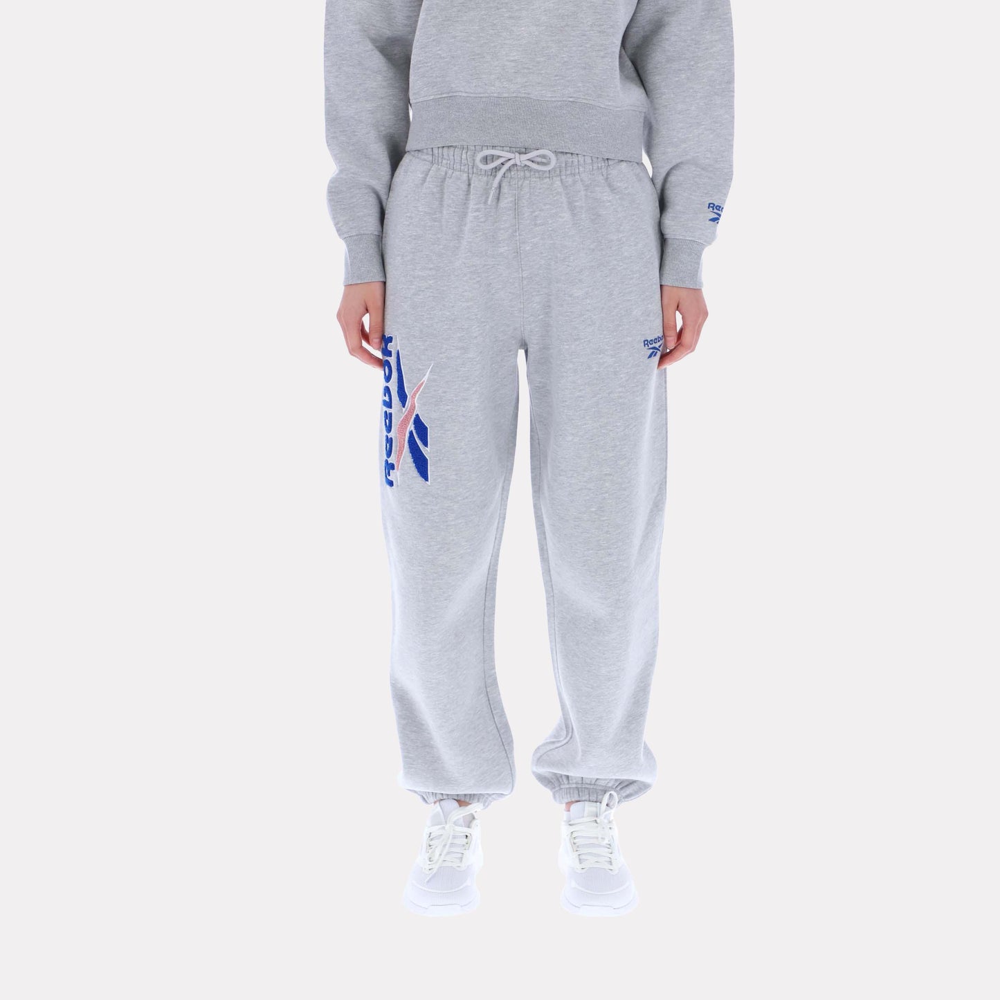 Reebok Apparel Women Triple Boucle Big Logo Joggers LIGHT GREY MARL