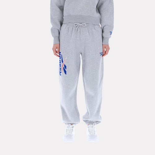 Reebok Apparel Women Triple Boucle Big Logo Joggers LIGHT GREY MARL