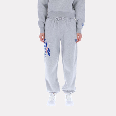 Reebok Apparel Women Triple Boucle Big Logo Joggers LIGHT GREY MARL