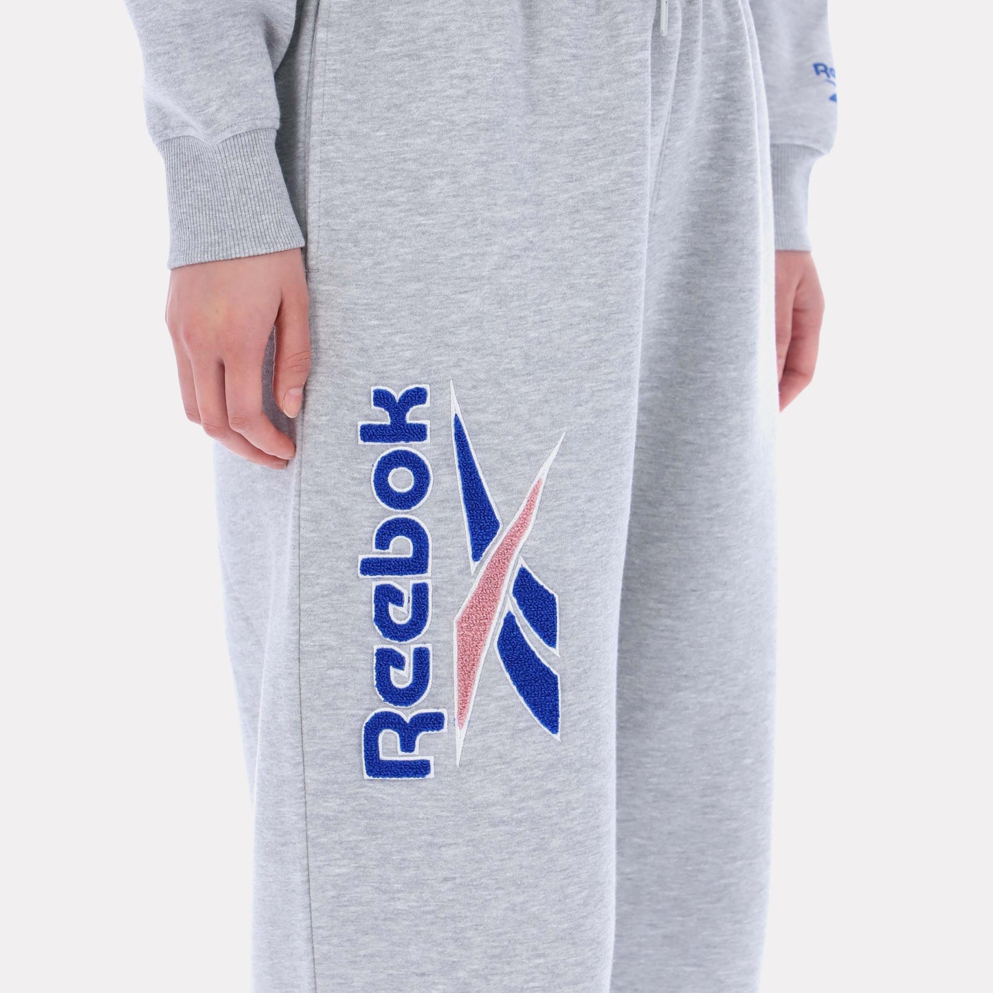 Reebok Apparel Women Triple Boucle Big Logo Joggers LIGHT GREY MARL