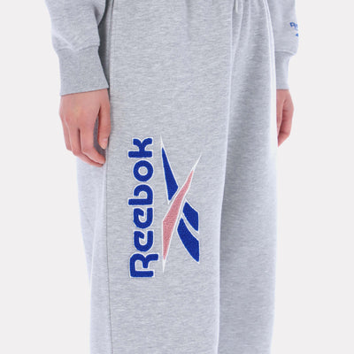 Reebok Apparel Women Triple Boucle Big Logo Joggers LIGHT GREY MARL