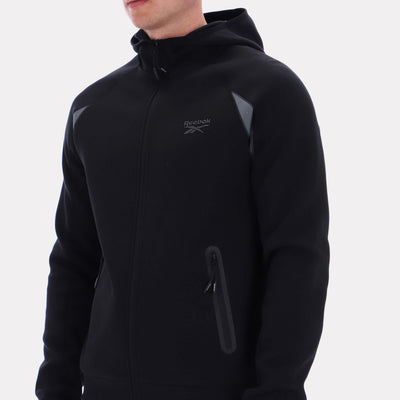 Reebok Apparel Men Reebok Contrast Panel Zip Hoodie BLACK