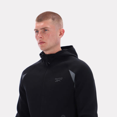 Reebok Apparel Men Reebok Contrast Panel Zip Hoodie BLACK