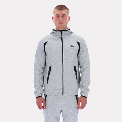 Reebok Apparel Men Reebok Contrast Panel Zip Hoodie GREY MARL