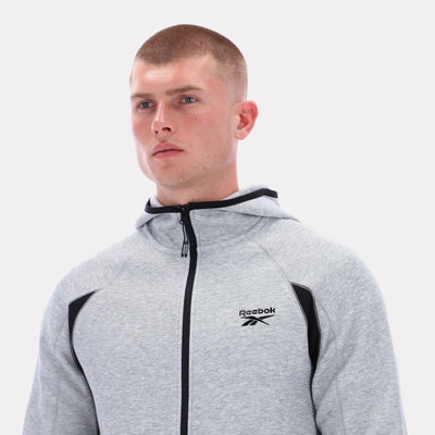 Reebok Apparel Men Reebok Contrast Panel Zip Hoodie GREY MARL
