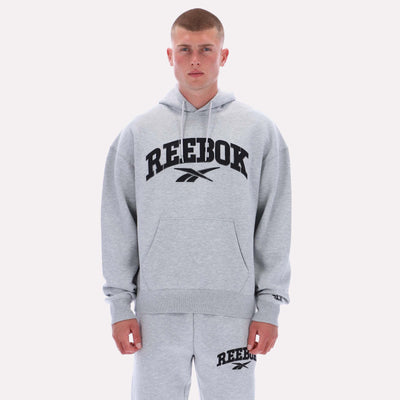 Reebok Apparel Men Classics Varsity Logo Hoodie LIGHT GREY MARL