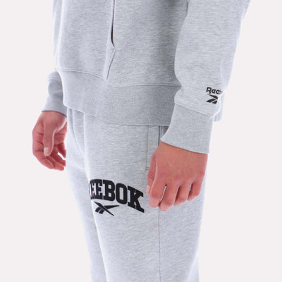 Reebok Apparel Men Classics Varsity Logo Hoodie LIGHT GREY MARL