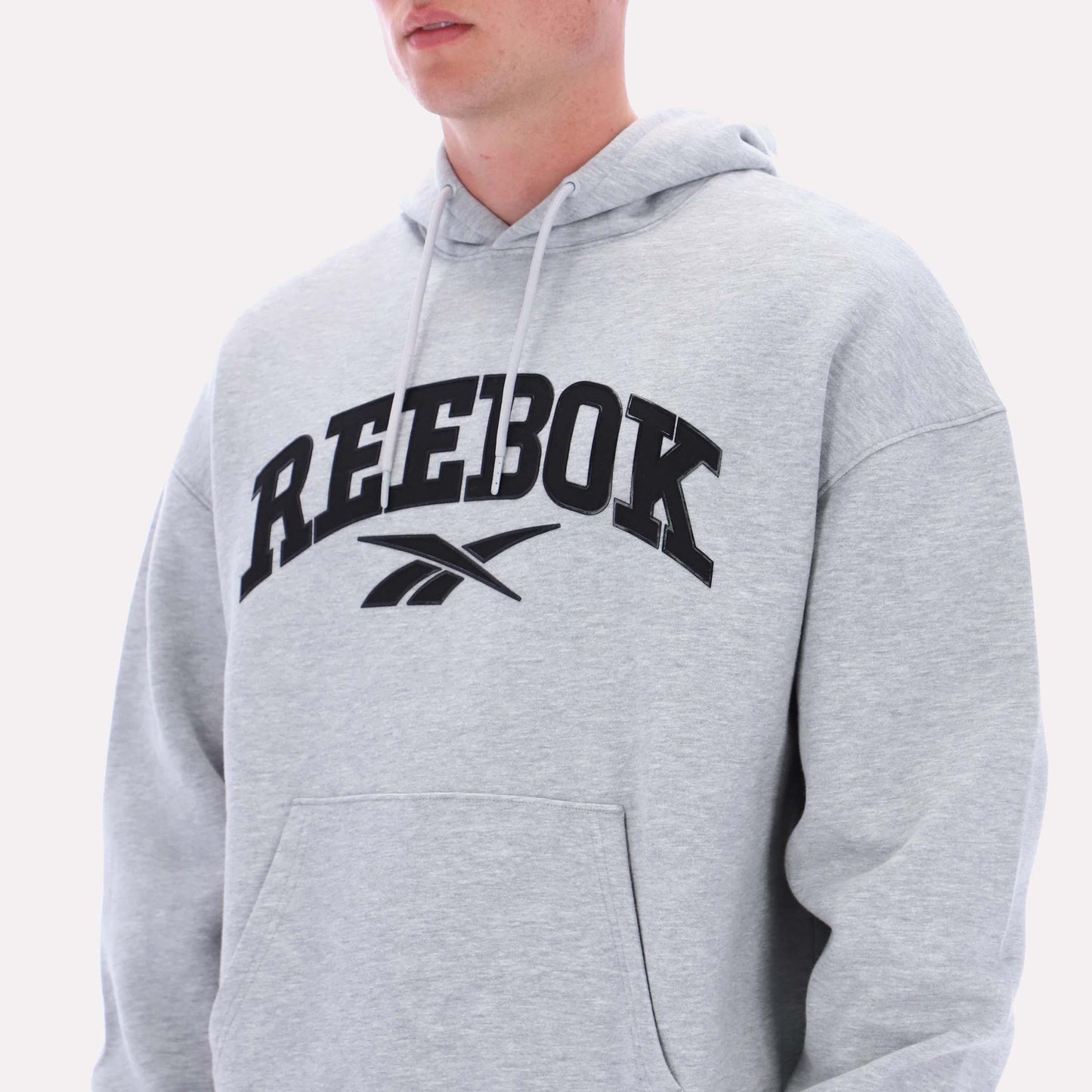 Reebok Apparel Men Classics Varsity Logo Hoodie LIGHT GREY MARL