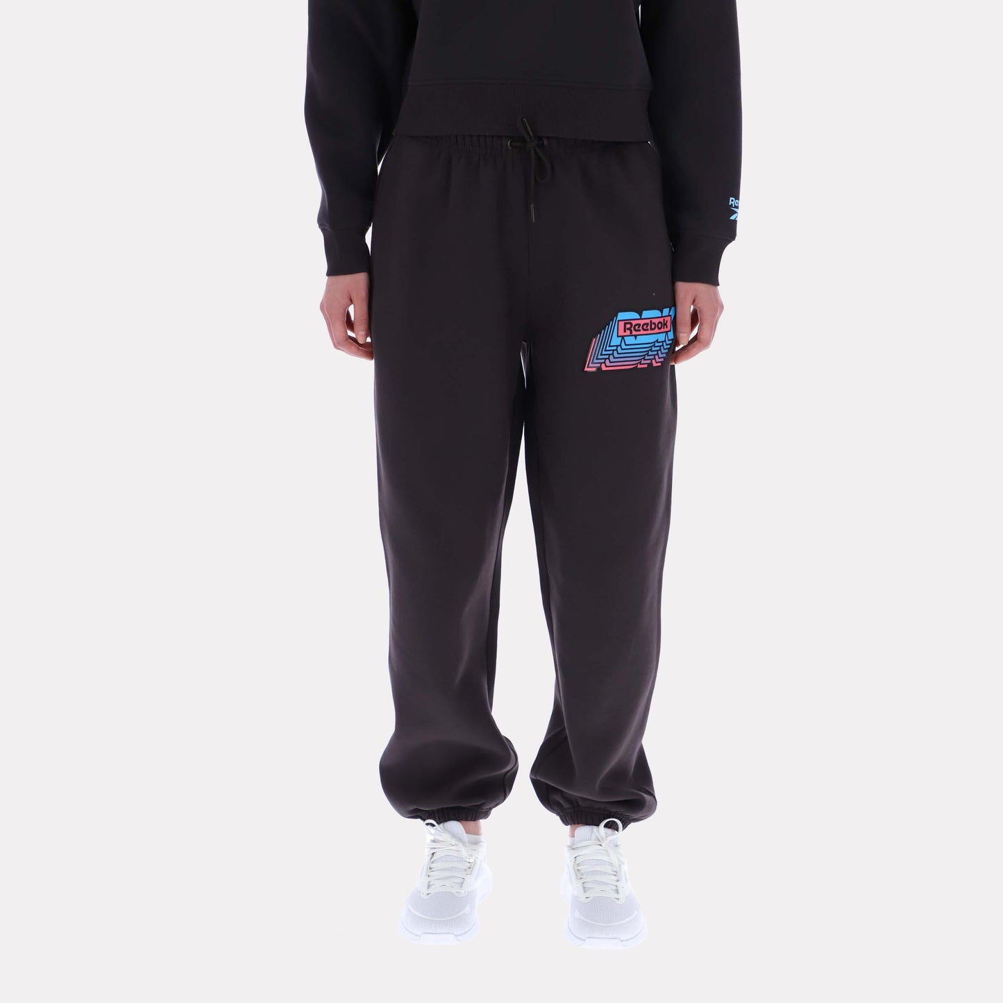 Reebok Apparel Women Stacked Logo Fleece Joggers WASHED BLACK