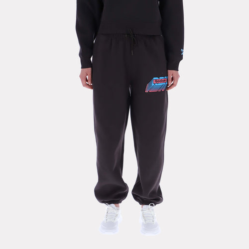 Reebok Apparel Women Stacked Logo Fleece Joggers WASHED BLACK