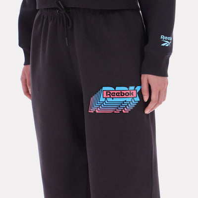 Reebok Apparel Women Stacked Logo Fleece Joggers WASHED BLACK