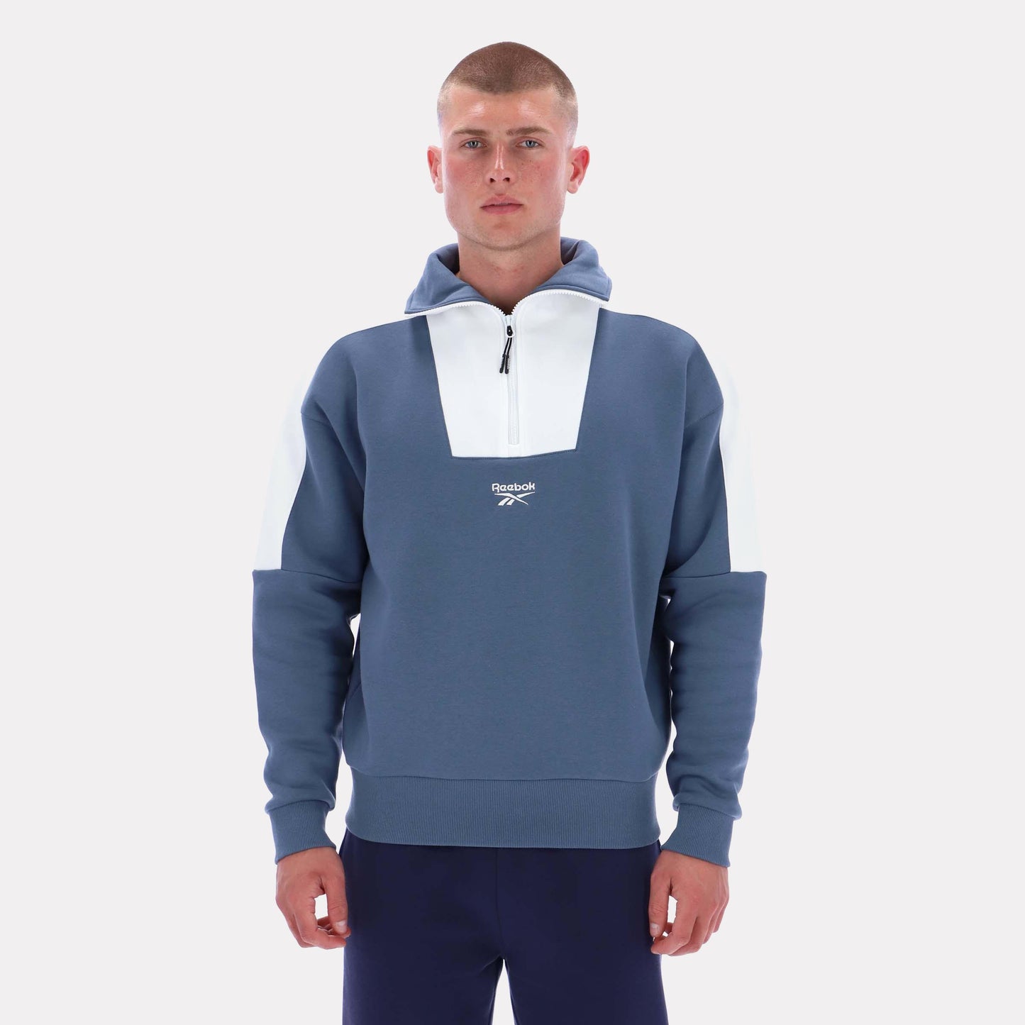 Reebok Apparel Men Retro Quarter-Zip Sweatshirt SHADOW/CHALK