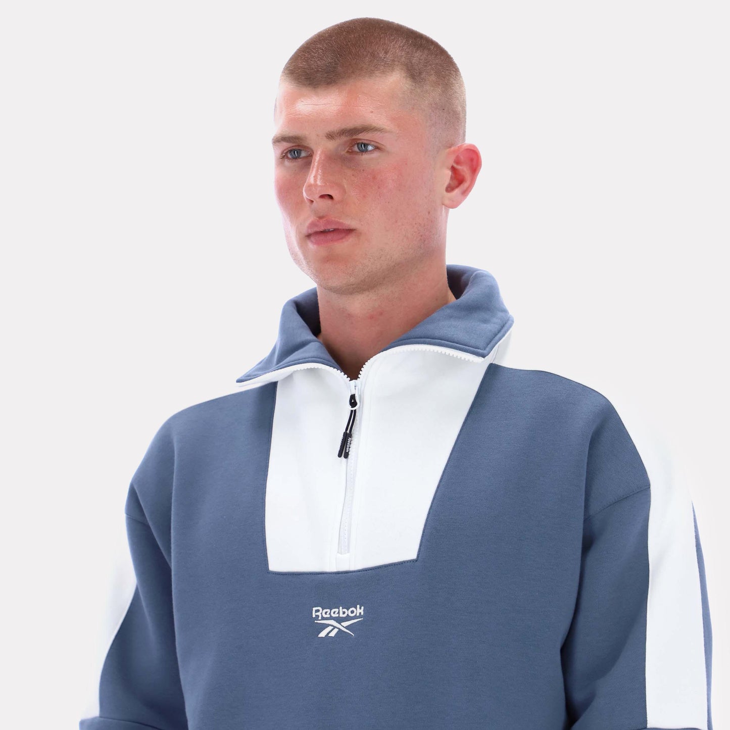 Reebok Apparel Men Retro Quarter-Zip Sweatshirt SHADOW/CHALK