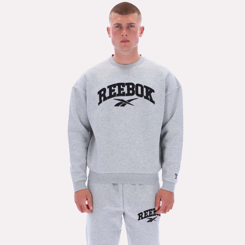 Reebok Apparel Men Classics Varsity Graphic Sweatshirt LIGHT GREY MARL