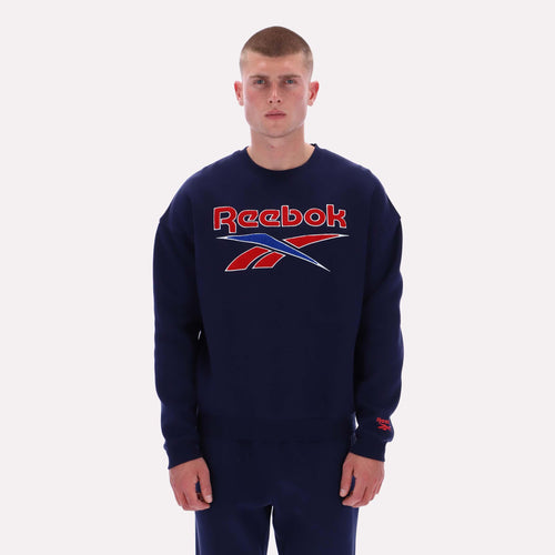 Reebok Apparel Men Varsity Graphic Sweatshirt VECTOR NAVY