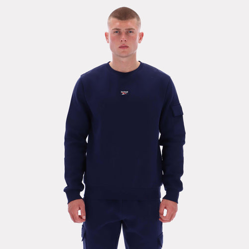 Reebok Apparel Men Reebok Essential Logo Sweatshirt VECTOR NAVY