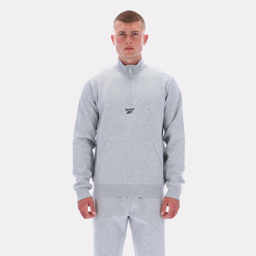 Reebok Apparel Men Reebok Quarter-Zip Sweatshirt LIGHT GREY MARL