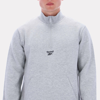 Reebok Apparel Men Reebok Quarter-Zip Sweatshirt LIGHT GREY MARL