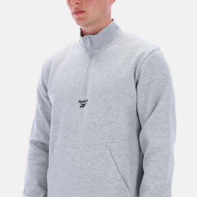 Reebok Apparel Men Reebok Quarter-Zip Sweatshirt LIGHT GREY MARL