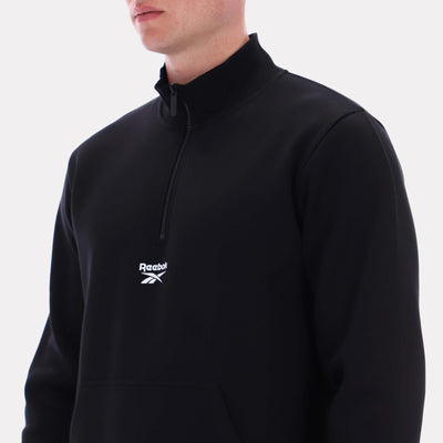 Reebok Apparel Men Reebok Quarter-Zip Sweatshirt BLACK