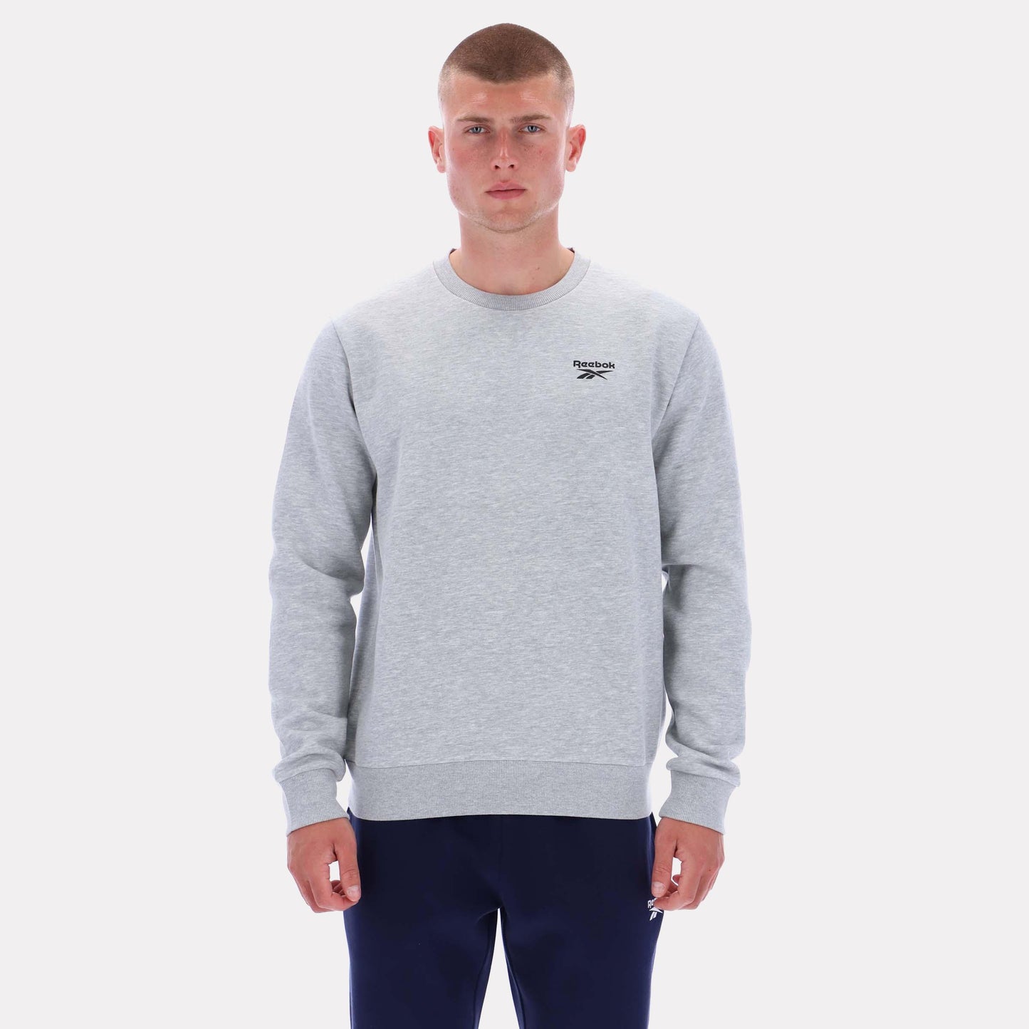 Reebok Apparel Men Essential Logo Crewneck Sweatshirt LIGHT GREY MARL