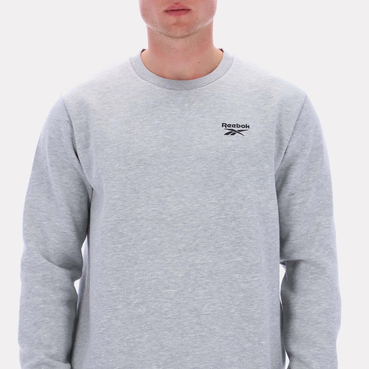 Reebok Apparel Men Essential Logo Crewneck Sweatshirt LIGHT GREY MARL
