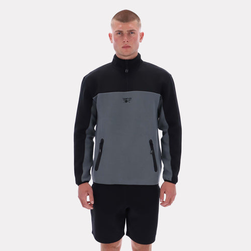 Reebok Apparel Men Studio Half-Zip Fleece GREY 5/BLACK