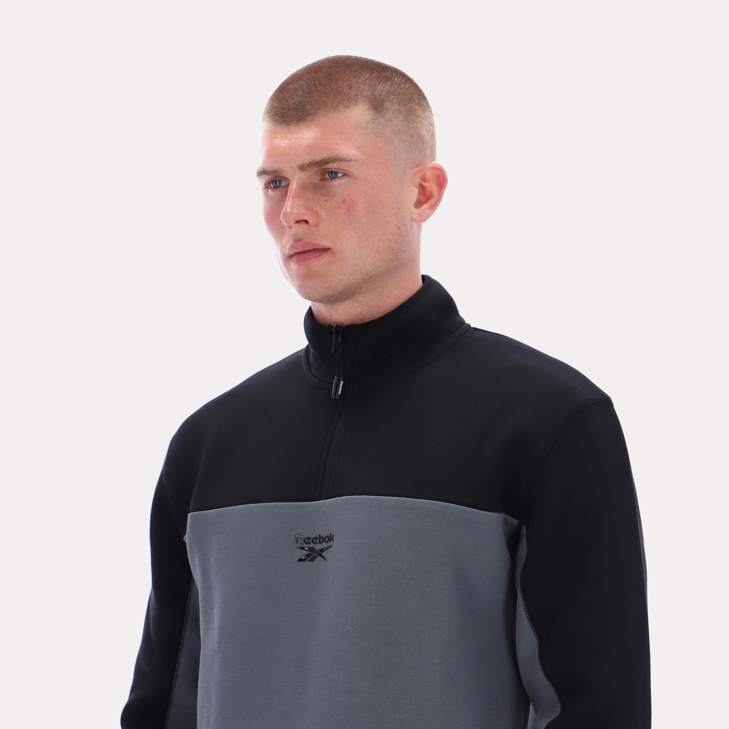 Reebok Apparel Men Studio Half-Zip Fleece GREY 5/BLACK