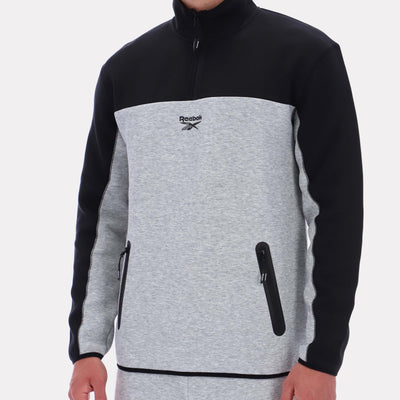 Reebok Apparel Men Studio Half-Zip Fleece GREY MARL/BLACK