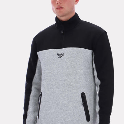 Reebok Apparel Men Studio Half-Zip Fleece GREY MARL/BLACK