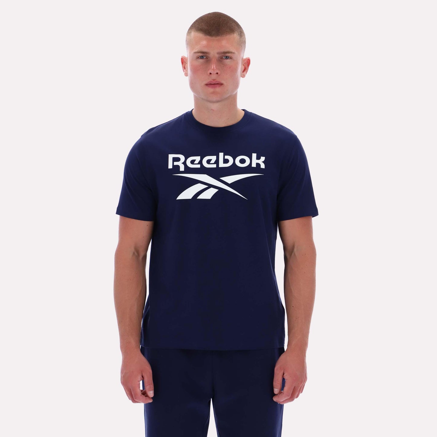 Reebok Apparel Men  Big Logo Crewneck Short Sleeve Tee VECTOR NAVY