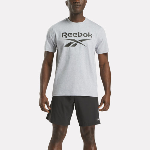 Reebok Apparel Men Big Logo Crewneck Short Sleeve Tee LIGHT GREY MARL
