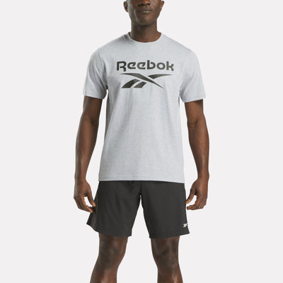 Reebok Apparel Men Big Logo Crewneck Short Sleeve Tee LIGHT GREY MARL