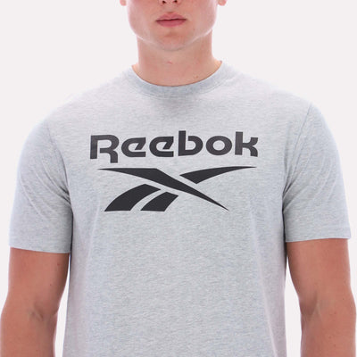 Reebok Apparel Men Big Logo Crewneck Short Sleeve Tee LIGHT GREY MARL