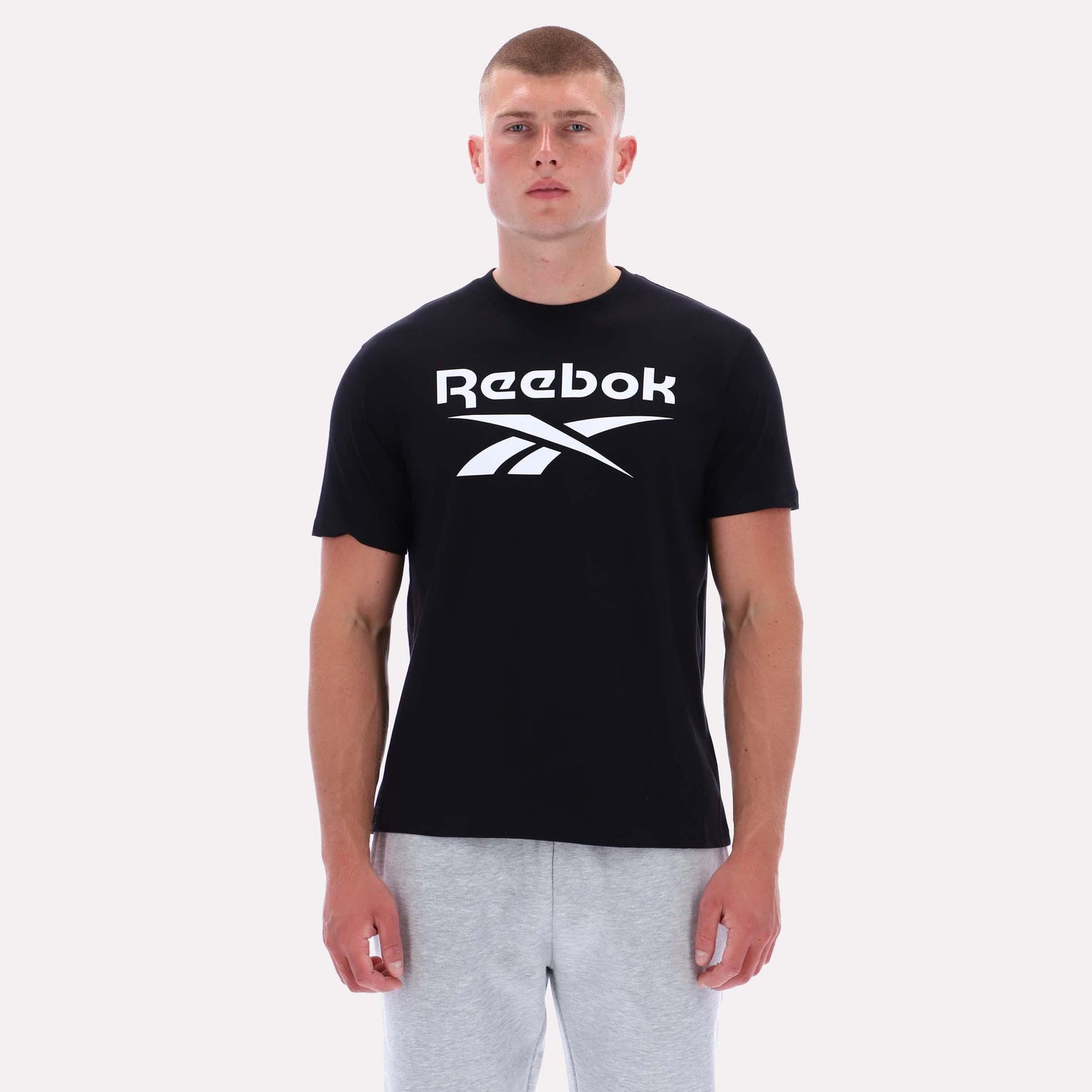 Reebok Apparel Men Big Logo Crewneck Short Sleeve Tee BLACK