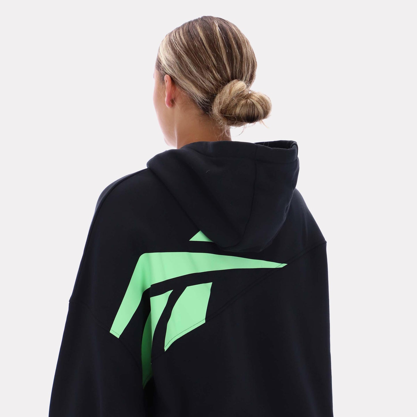 Reebok Apparel Women Oversized Big Logo Graphic Hoodie BLACK