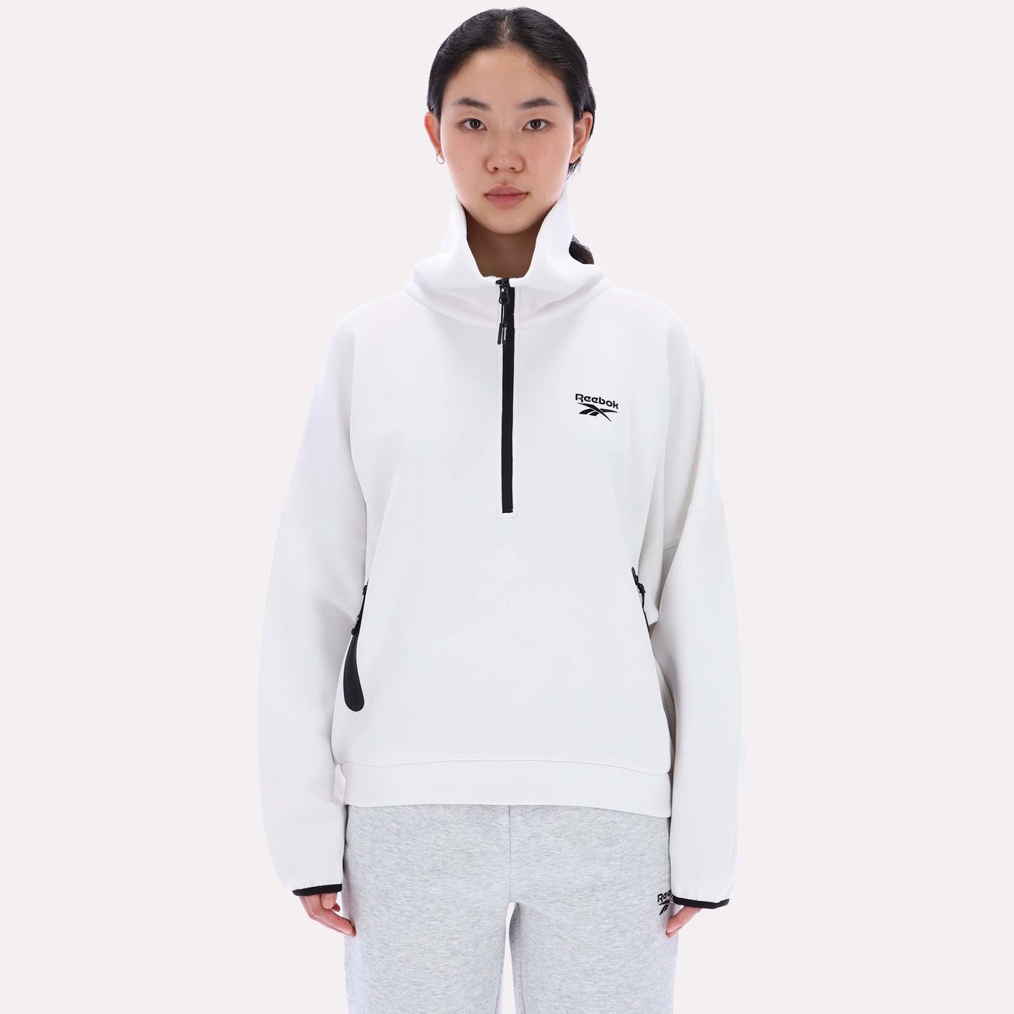 Reebok Apparel Women Scuba Retro 70’s Sweatshirt BARELY GREY