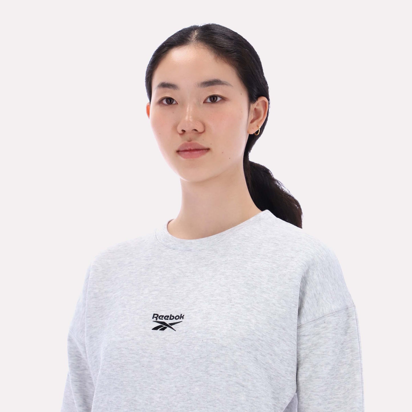 Reebok Apparel Women Reebok Small Logo Crew Sweatshirt SILVER MARL