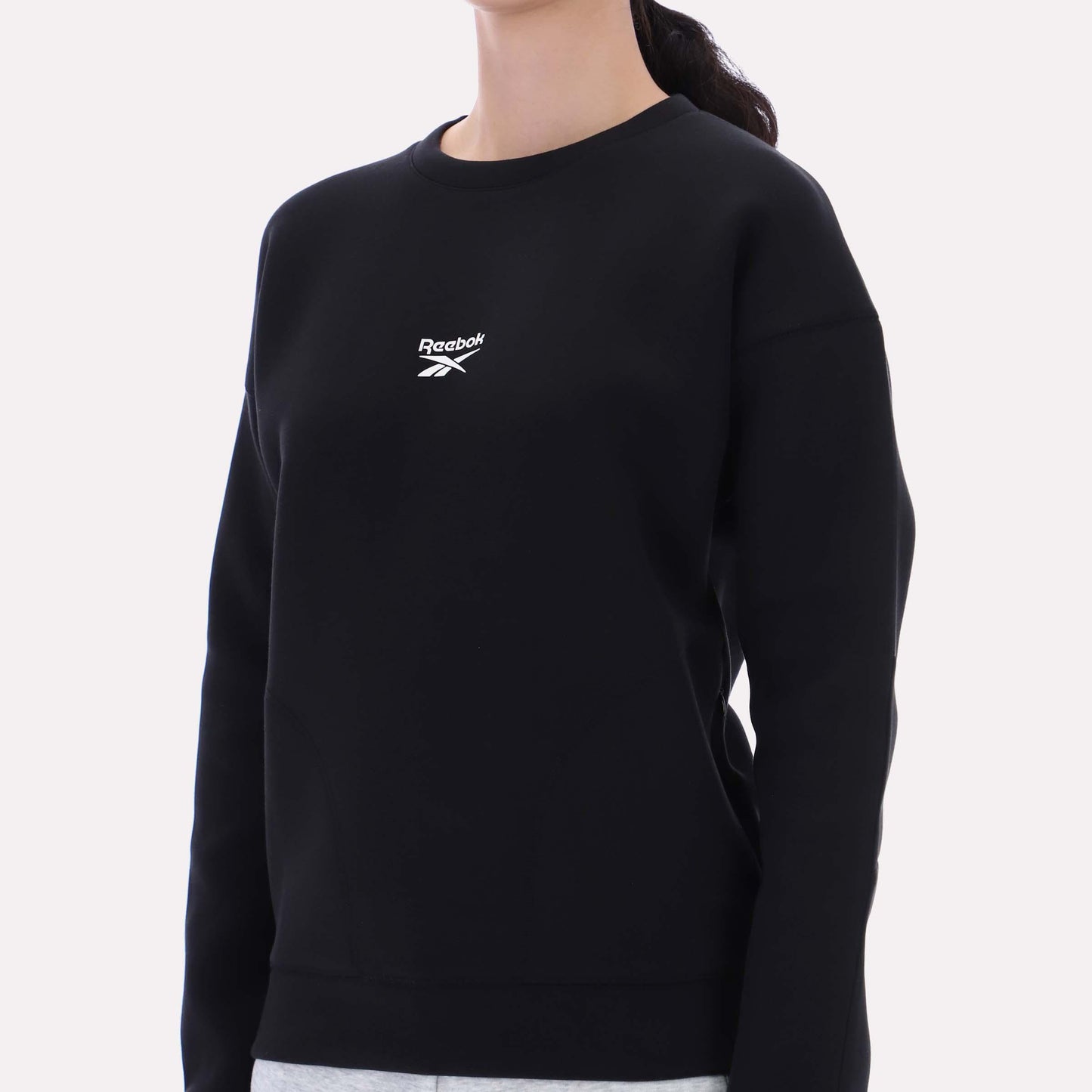 Reebok Apparel Women Reebok Small Logo Crew Sweatshirt BLACK